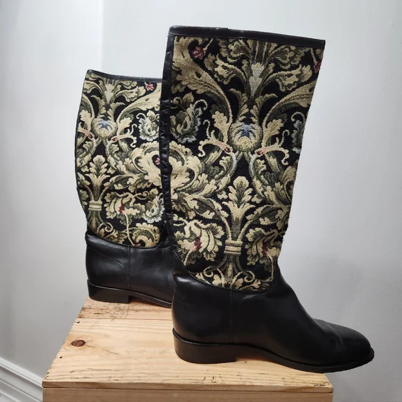 Seychelles Vintage "Pinta" Tapestry Mid Calf Pull On Riding Boot Size 8.5 - Picture 7 of 13